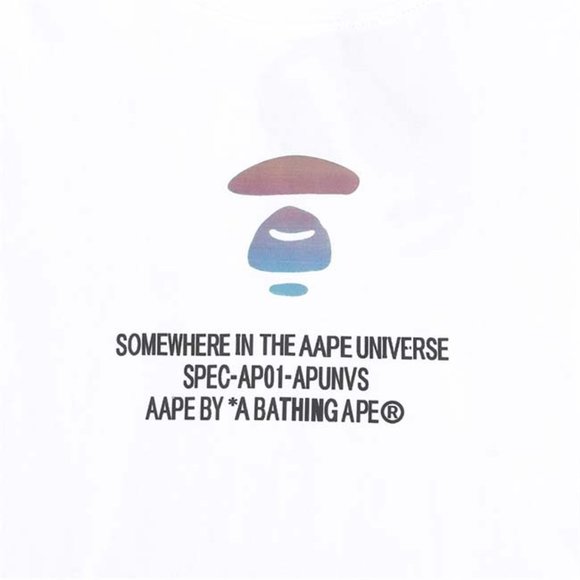 AAPE Colorful Ape Head Lettering Logo T-Shirt - White Short Sleeve - Picture 3 of 6